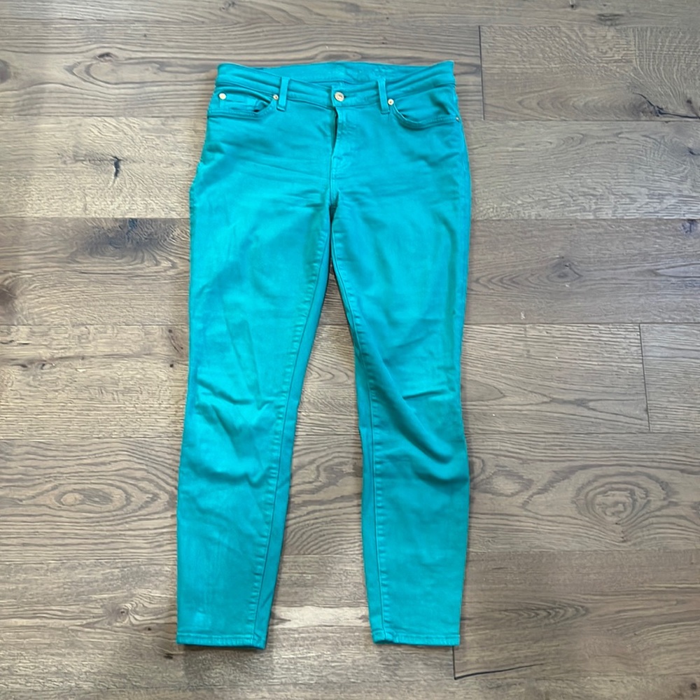 Teal 7 for mankind ankle skinny jeans